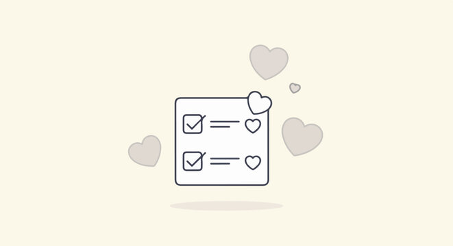 A to-do list with hearts, symbolizing love, care, or priorities