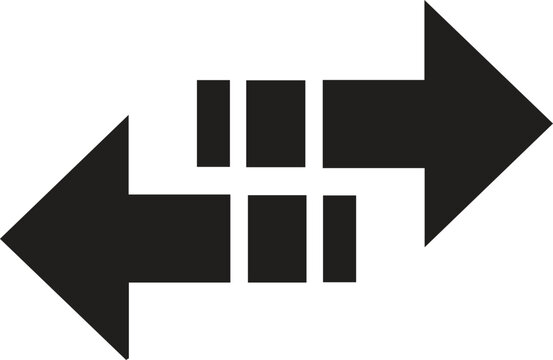 Two stylized arrows in opposite directions with connecting lines, exchange