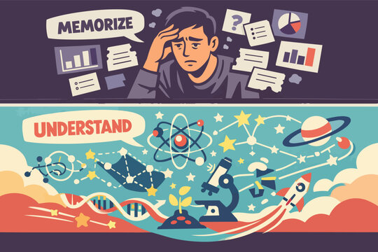 Comparing memorization versus understanding concepts, learning methods, and active education strategies
