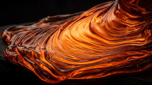 Abstract Molten Glass Liquid Texture Glowing Amber