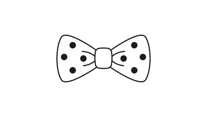 Minimalist Polka Dot Bow Tie Vector Icon with Editable Stroke. This clean black line illustration features a formal necktie accessory, perfect for fashion, weddings, and celebration designs. © Maliha