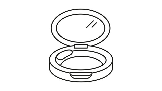 Blush Compact and Face Powder Makeup Case Minimalist Black Line Vector Icon with Editable Stroke. Scalable Outline Illustration for Beauty, Cosmetics, and Skincare Design Projects on White.