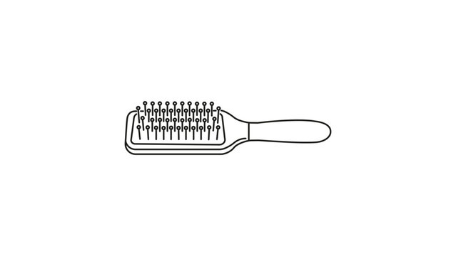 Minimalist Hair Brush Vector Icon with Editable Stroke. A clean black line illustration of a professional paddle hairbrush for beauty, grooming, and hair care designs. Scalable SVG graphic.