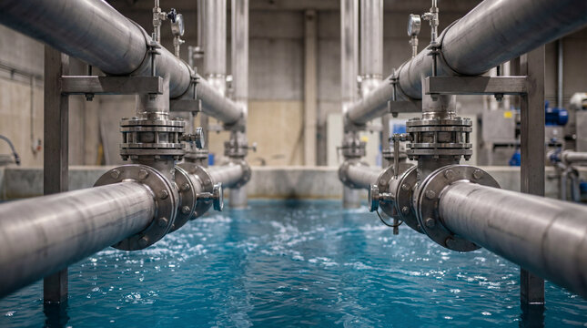 Industrial Water Treatment Plant Piping System.