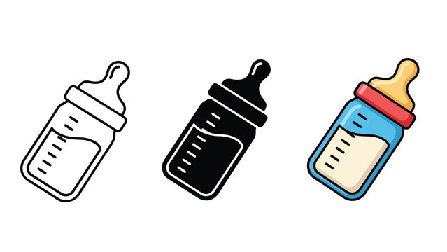 baby bottle icon set vector illustration - SVG and PNG icons - Vector Icons and Stickers - PNG, SVG, EPS - Glyph and solid icon set