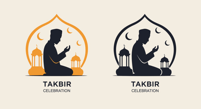 Man in prayer during Ramadan Takbir.