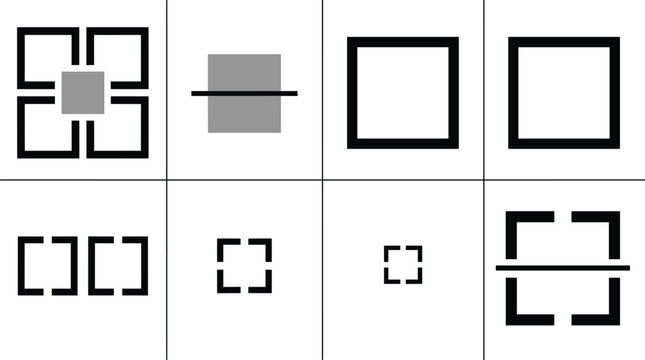 Crop and resize icons set selection frame tools interface vector minimal outline isolated design elements collection