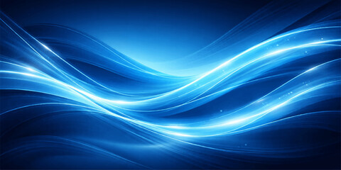 Fototapeta premium A futuristic blue fractal design featuring flowing waves of light and motion creates a glowing abstract backdrop with elegant curved lines and energy