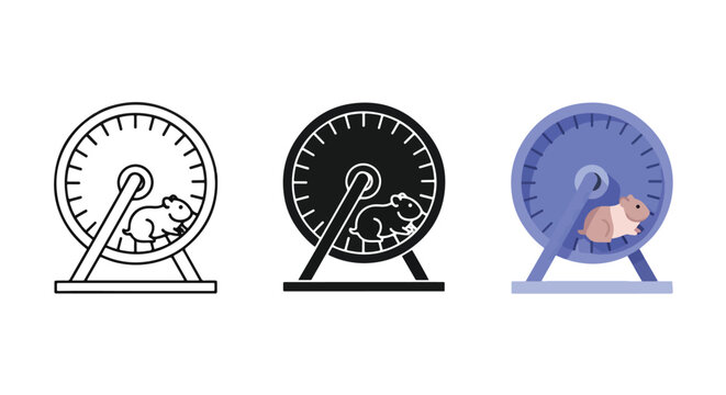 hamster wheel fitness icon set - Minimalist, flat icon, outline, glyph, linear, clipart, sticker - icon set