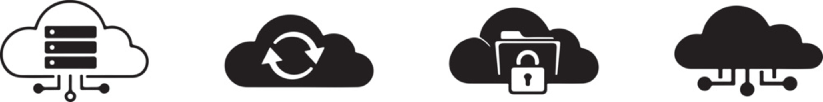 Cloud Computing Icons Vector Set, Cloud Technology Symbol Pack.