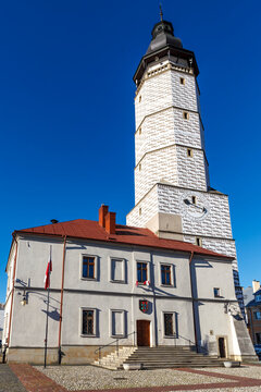 City hall with bell tower in Biecz, Lesser Poland Voivodeship, Gorlice County, Southeastern Poland, Europe