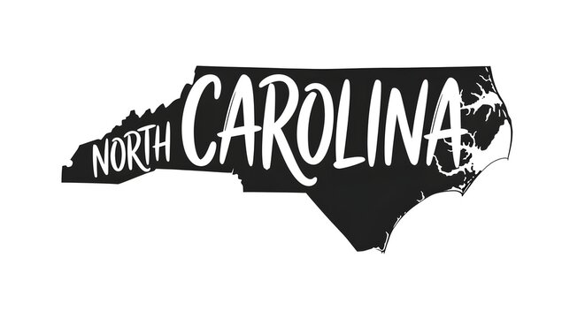 North carolina state map silhouette with text
