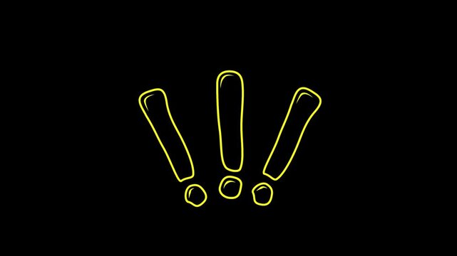 white exclamation mark icon animation pop up bouncy 4k video on transparent background