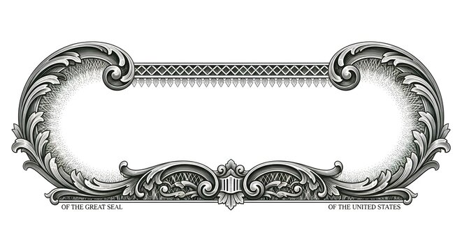 Vintage ornate engraving frame with floral filigree elements isolated on white background