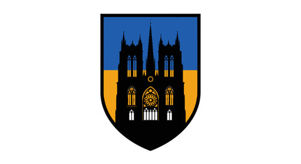Obraz premium Black silhouette of Gothic cathedral.
