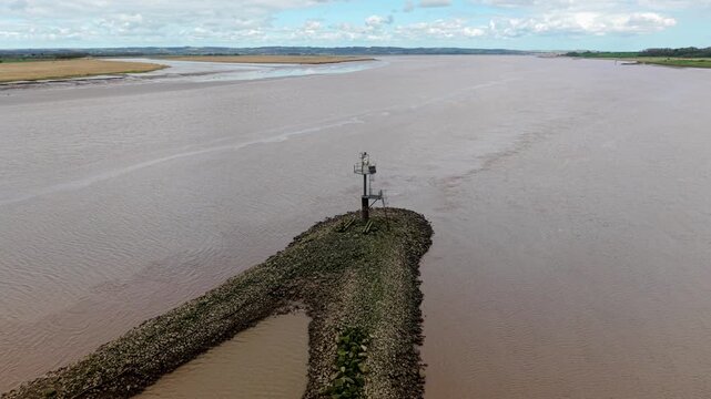 Aerial drone view of Trent Falls where the River Trent and River Ouse split in Yorkshire UK