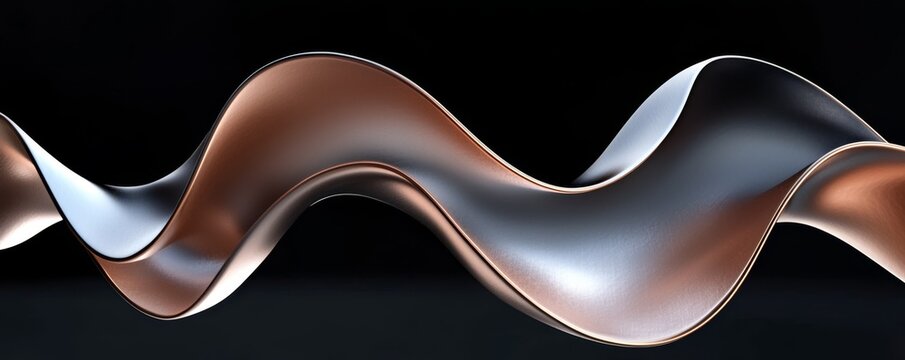 The flowing elegance of a golden undulating form captured in 3D.