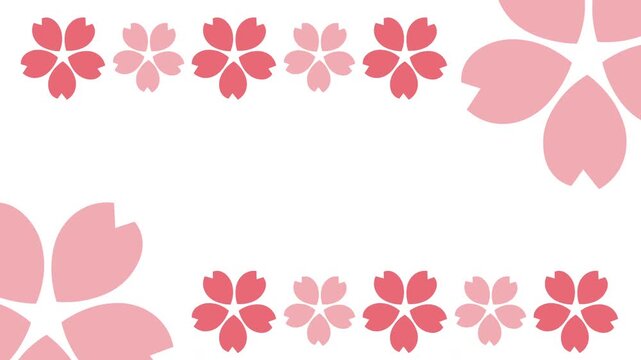 桜の花02 大小 桜色 2色 パターン04 背景 白 ループ