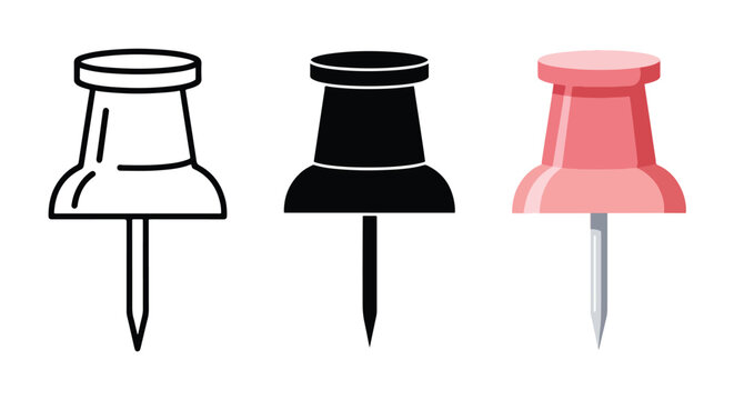 minimalist push pin icon set - logo icons vector set. Blue, Black and white icons