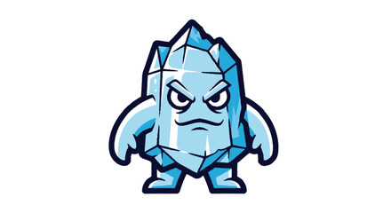 Obraz premium Cartoon ice character with angry expression isolated on white background