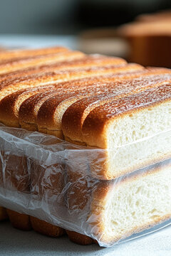 A stack of bread sitting on a table vertical frame