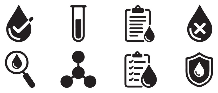 Laboratory Glassware Icons. Fask Funnel Drop Science Equipment. Vector illustration eps 10