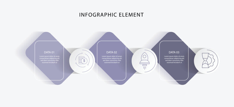 Modern design infographics element. 3 step form or columns for presentation or business information graphic.