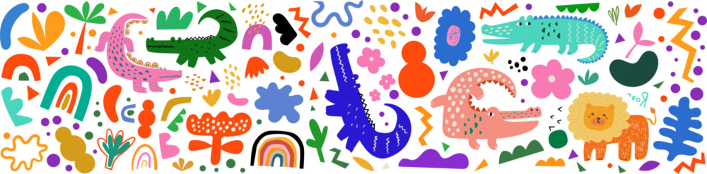 Isolated childish pattern. Vector kids design for fabric and posters.