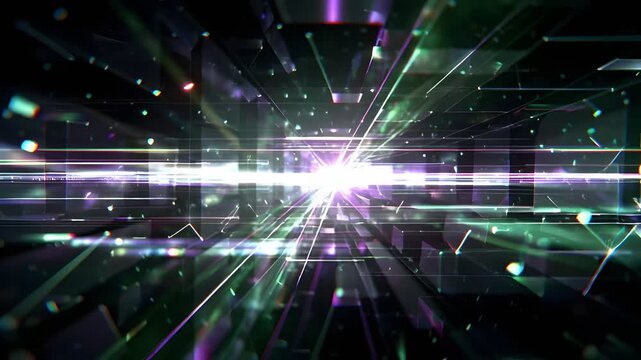 Sci-Fi Glitch Lens Flare Overlay - Digital Distortion, Cyberpunk, 4K Video v2