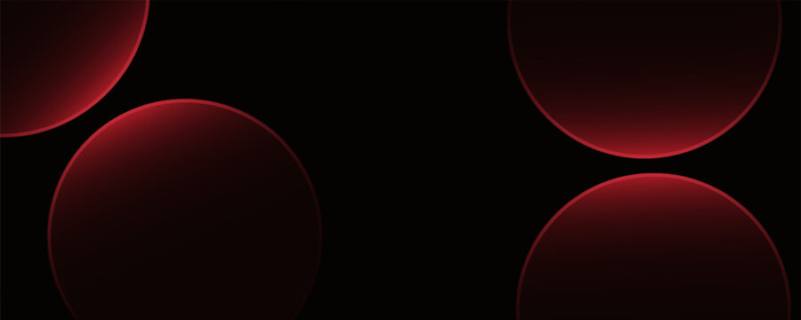 Latar belakang teknologi Neon abstrak dengan garis lingkaran merah menyala terang untuk desain Web Halaman PendaratanPrint