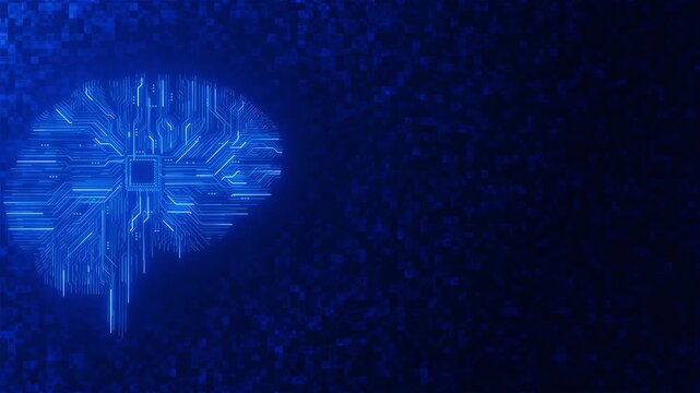 Data processing digital brain background. Global medicine, science, computing data mining Futuristic cyber innovation automation autonomous brain Deep Learning data science machine learning AI 3D