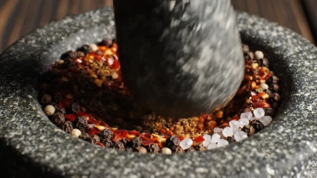 Grinding Spices in a Mortar and Pestle for Culinary Use 3.
