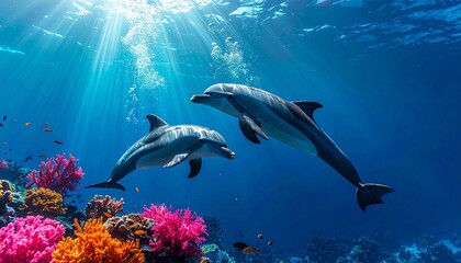 Obraz premium underwater scene with fish