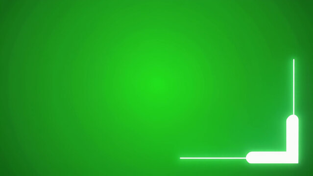 Animated neon light corner frame on a green screen background for video editing and motion graphics