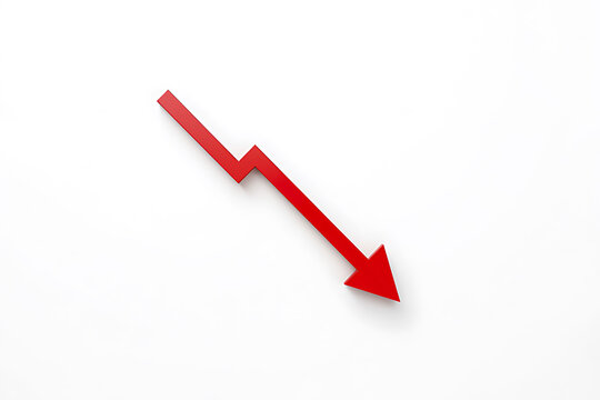 Red arrow demonstrating financial decline and negative growth