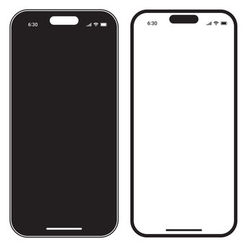 Minimalist Smartphone Vector Frame Mockup Set Blank Screen Status Bar App UI.