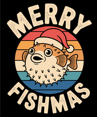 Merry Fishmas Angler Aquarium Aquarist Puffer fish Nicholas © Puddin98