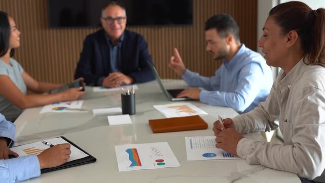 Multi generational business people working together inside modern office - Multiracial colleagues, job and corporate concept