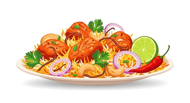 Delicious plate of flavorful chicken biryani with rice and fresh herbs
