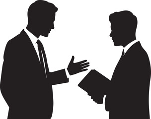 Fototapeta premium Two businessmen in suits talking to each other