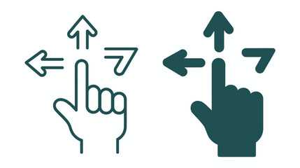 Fototapeta premium Hand finger gesture icon for multi-directional swipe, touch screen interaction, UI element