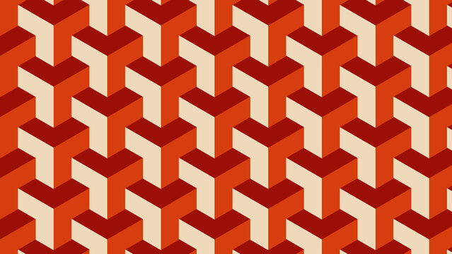 Geometric Abstract Pattern With Orange And White Hexagonal Shapes