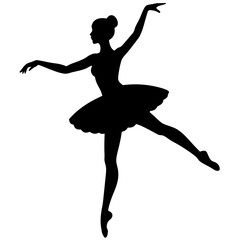 Silhouette Of A Ballerina Dancing In Mid Pirouette Transparent Background © Maneka