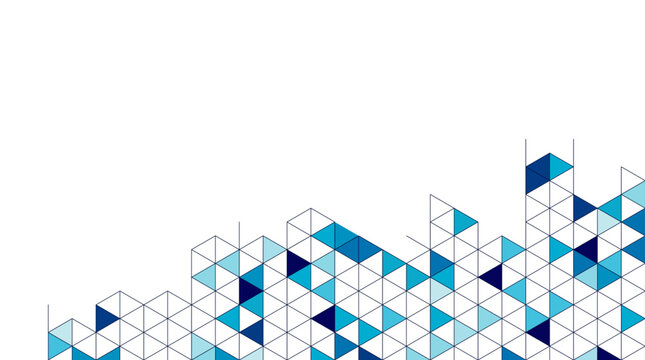 Abstract triangle geometric background with blue pattern bottom layout and copy space