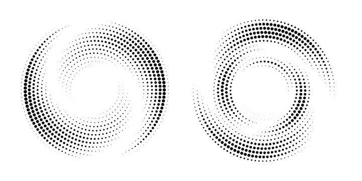 Halftone dots Modern abstract circular background. Round element for logo design. Vector dotted frame.