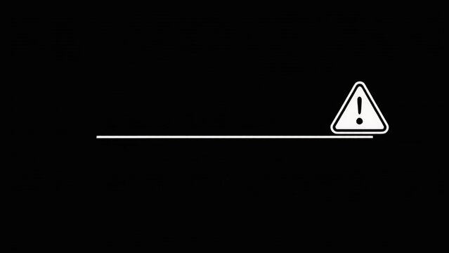 Minimalist animation of a line and triangle with an exclamation mark on a black screen