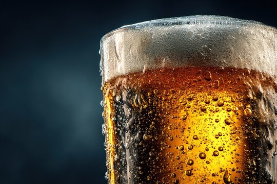 Cold Beer with Foam in Transparent Glass Isolated on Brown Background for Alcohol Beverage Object and Pub Drink Concept