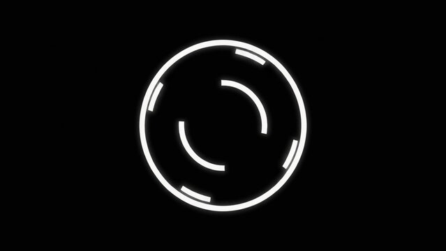 Abstract animated circle with lines on a black background. Futuristic digital design.