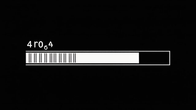 Progress bar animation on a black background, loading screen, digital interface, progress indicator