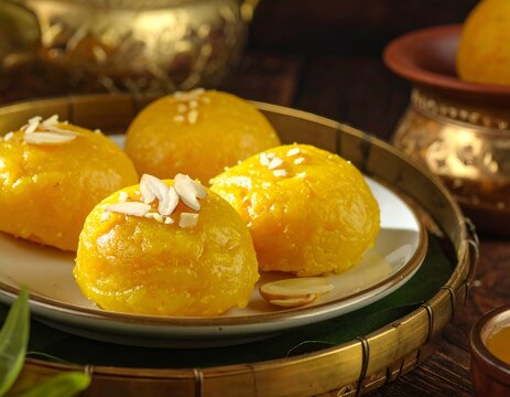 Indian sweet peda on plate